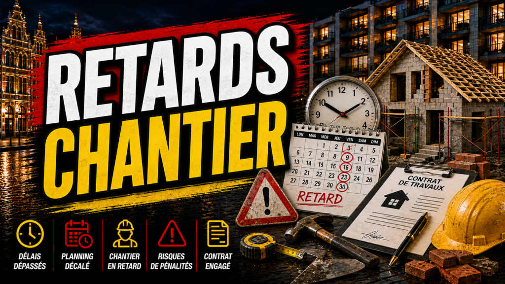 Retards de chantier en Belgique : méthode claire pour comprendre les risques, agir vite et éviter les erreurs coûteuses. Mots-clés : travaux et rénovation, immobilier Belgique, travaux et logement, conseil immobilier belge, retards de chantier